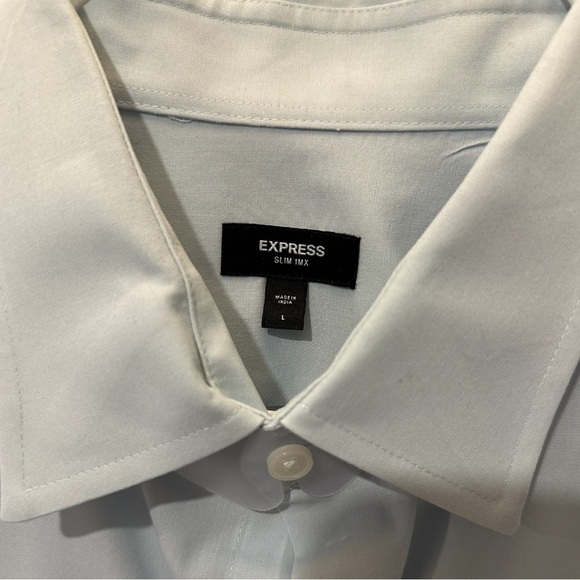 Express Slim Solid Stretch Modern Tech 1MX Dress Shirt Light Blue Large - Picture 6 of 6